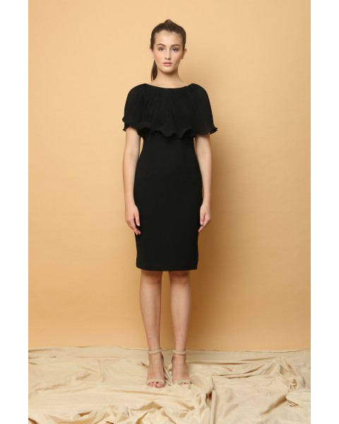Lotus Cape Dress in Black