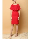 Lotus Cape Dress in Red