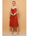 (SET) Gilda Cowl Top & Pleated Skirt in Terracotta