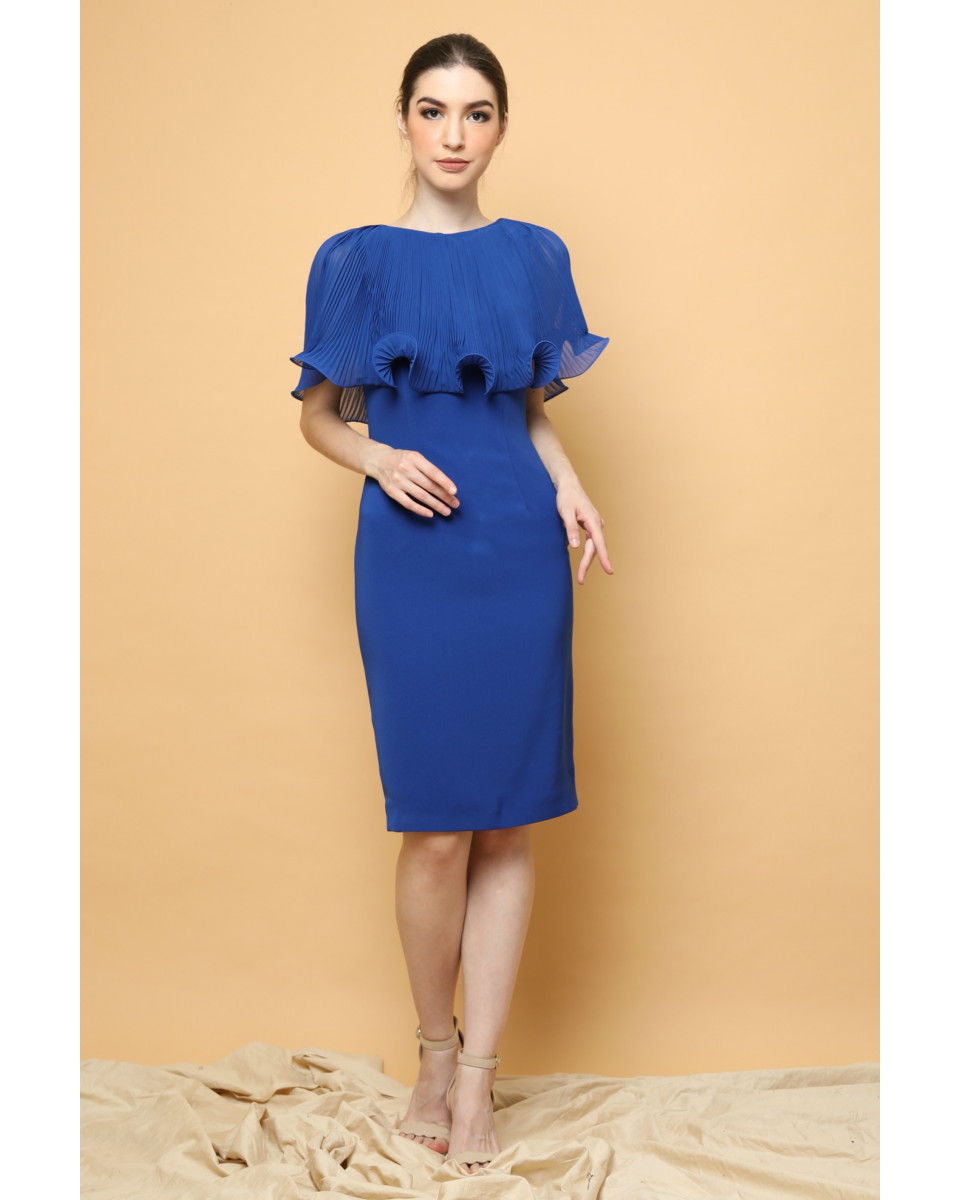 Lotus Cape Dress in Royal Blue - CDC The Label