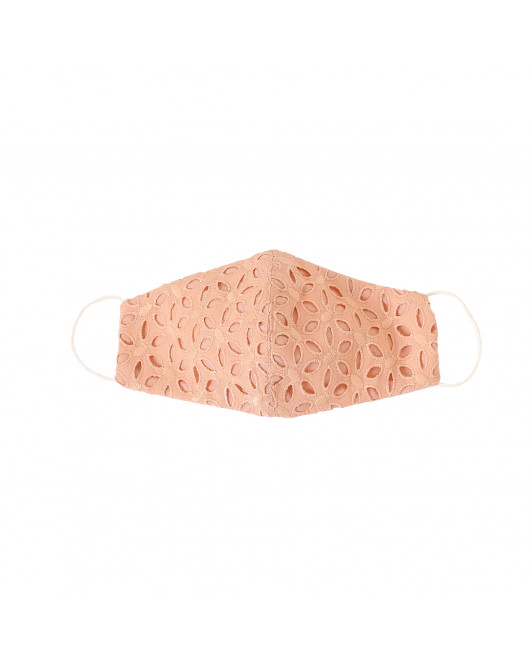 Cotton Eyelet Mask in Peach