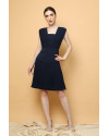 Issa Pleated Dress in Navy